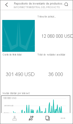 Captura de pantalla de un informe de Power BI optimizado para móviles.