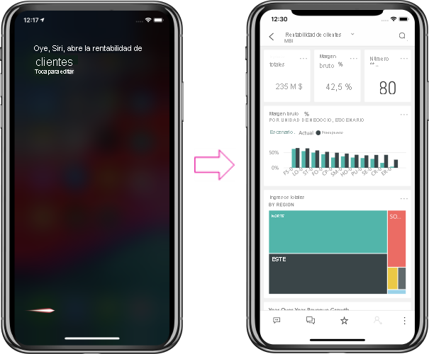 Siri launches Power BI to open the shortcut