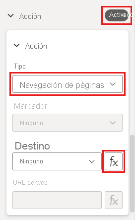 Captura de pantalla que muestra el botón de navegación de la página.