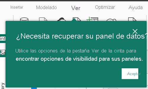 Captura de pantalla que muestra la devolución del panel Datos.