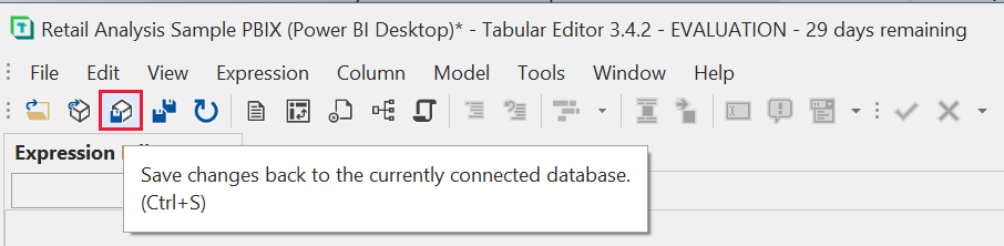 Captura de pantalla en la que se resalta la configuración de Guardar perspectivas en Tabular Editor.