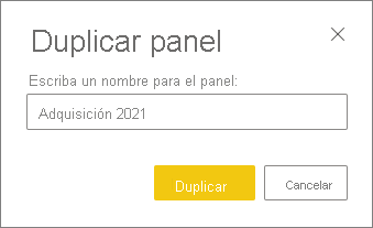 Captura de pantalla del cuadro de diálogo Duplicar panel.