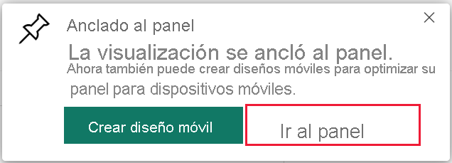 Captura de pantalla del cuadro de diálogo Anclado al panel, resaltando Ir al panel.