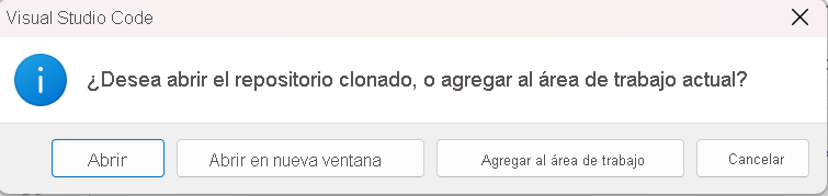 Captura de pantalla del repositorio de clonación de integración de PBIP y Azure DevOps.