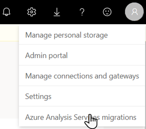 Captura de pantalla que se muestra en Administrar migraciones de Azure AS en el menú de configuración.