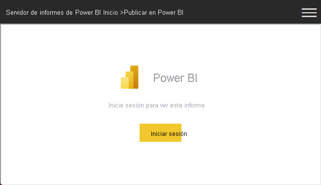 Captura de pantalla que muestra el inicio de sesión en el servicio Power BI.