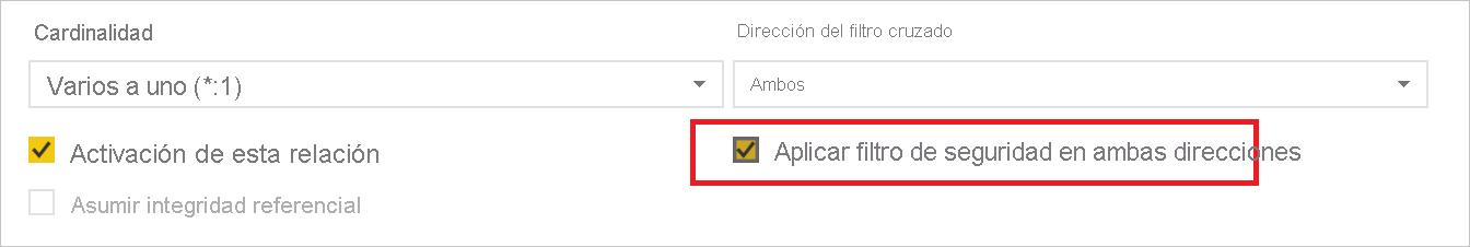 Aplicación del filtro de seguridad