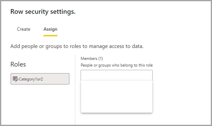 Captura de pantalla de la selección de opciones de configuración de la seguridad de fila.