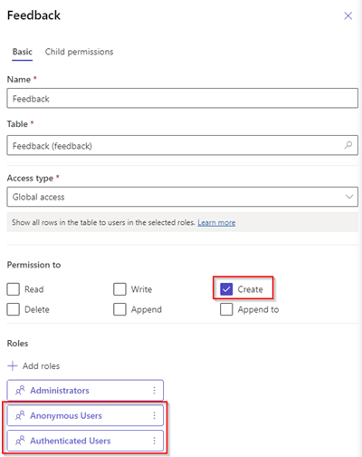 Opciones para configurar permisos de comentarios.