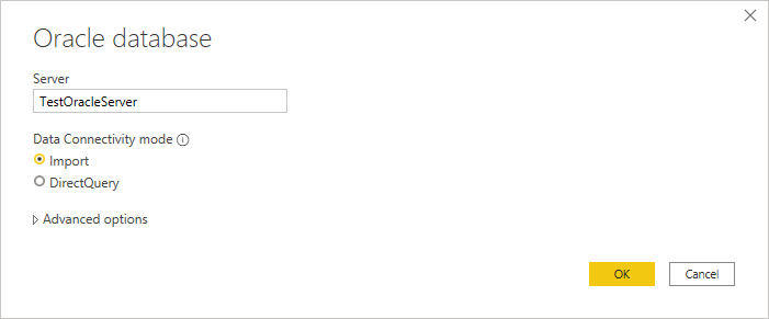 Escriba la conexión de Oracle Database.