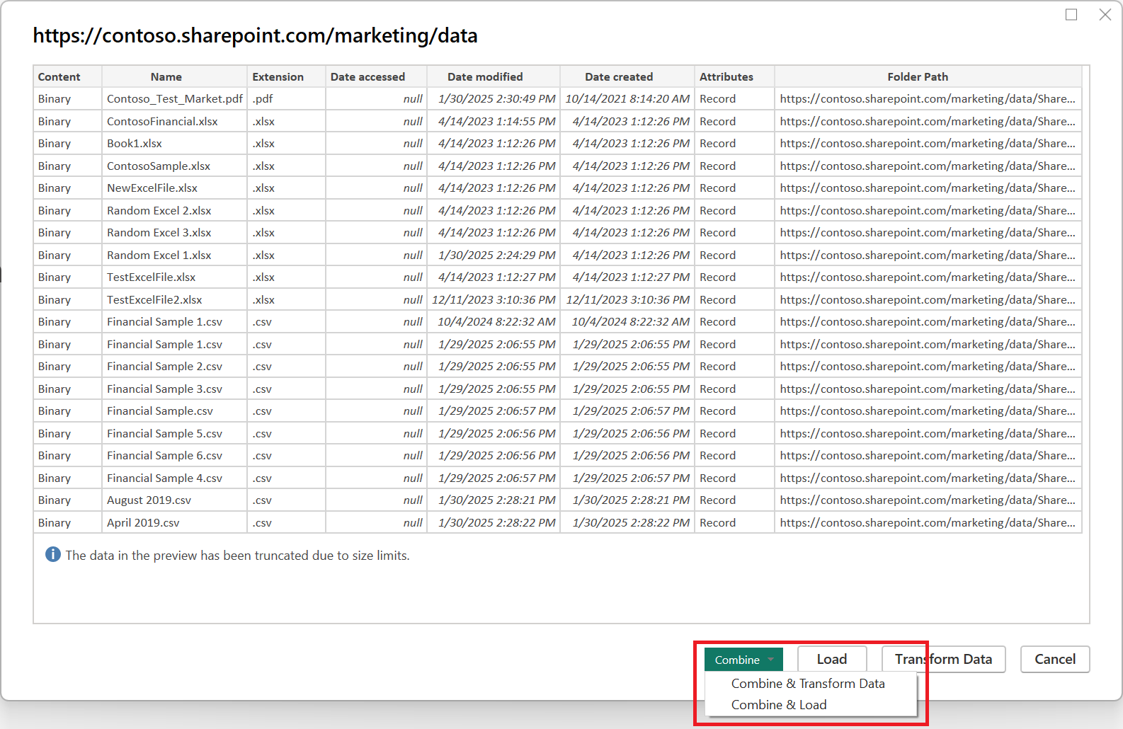 Combinar archivos de la carpeta de SharePoint.