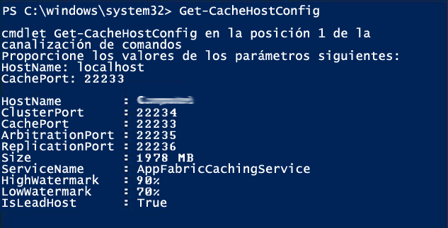 Comando Get-CacheHostConfig