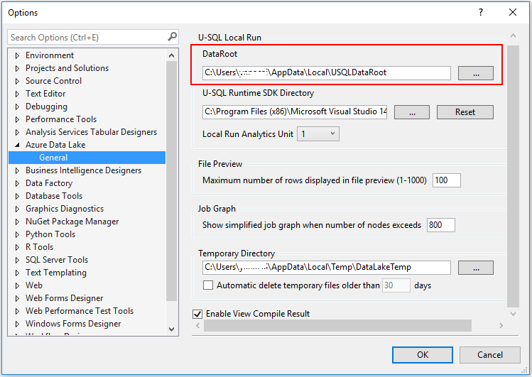 Configuración de una carpeta raíz de datos local