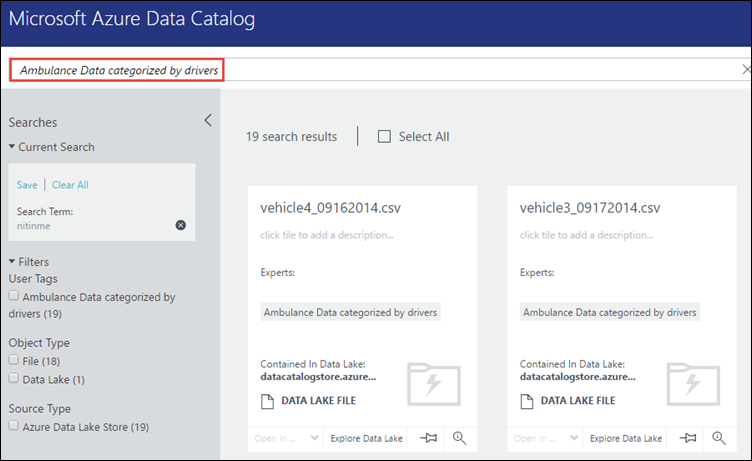 Buscar datos en el catálogo