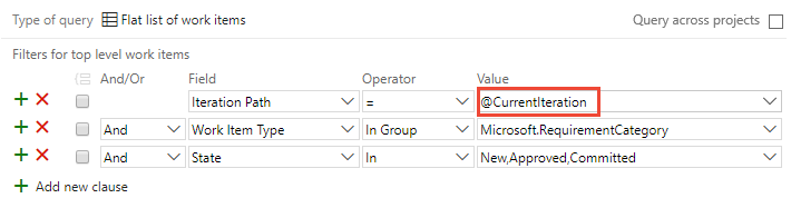 Screenshot showing Query filter using the CurrentIteration macro.