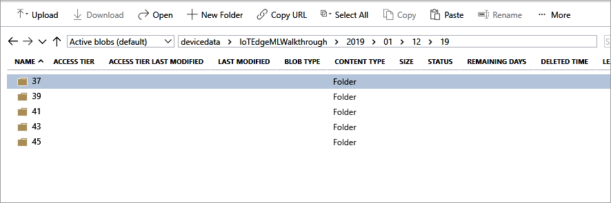 Visualización de carpetas en Blob Storage