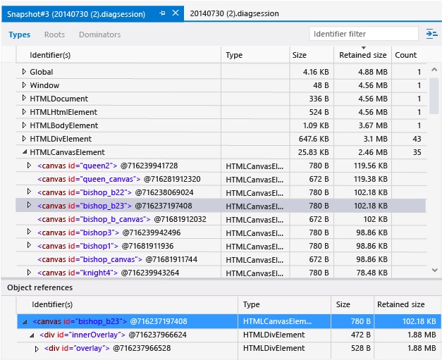 Object references with displayed IDs