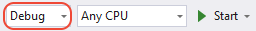 Screenshot of the "Debug" setting on the Visual Studio toolbar.