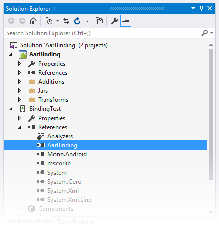 AarBinding aparece en Referencias