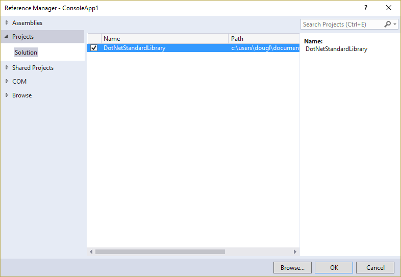 Referencing a .NET Standard Library