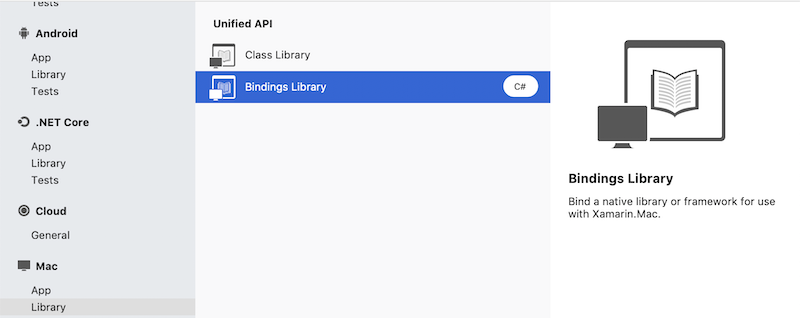 File new mac bindings project dialog