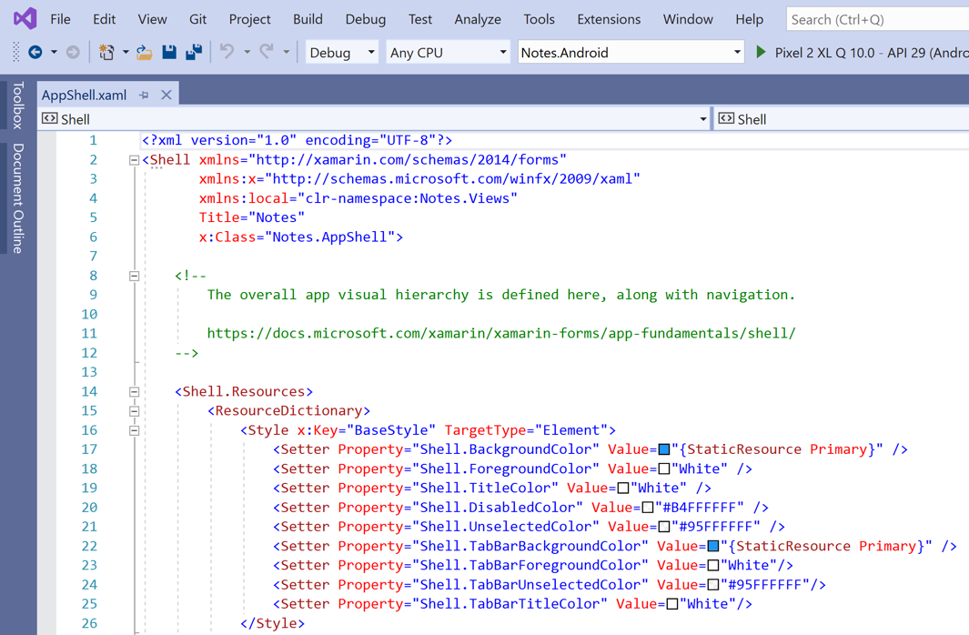 Abrir AppShell.xaml