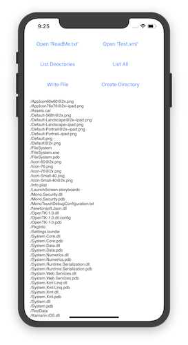 Ejemplo de iOS que ejecuta algunas operaciones sencillas del sistema de archivos