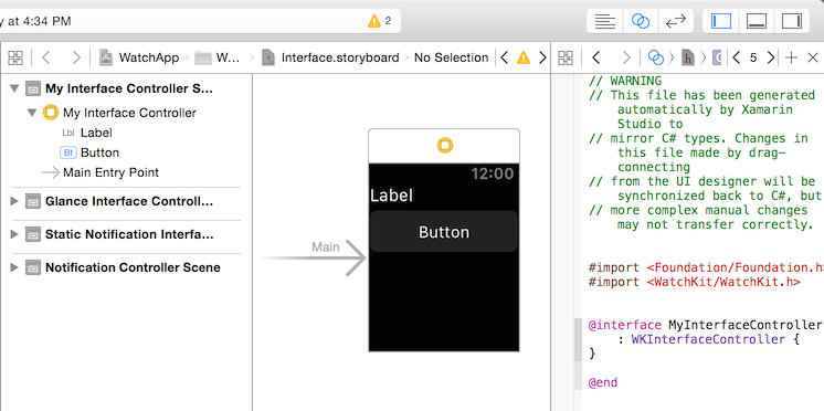 Seleccione MyInterfaceController