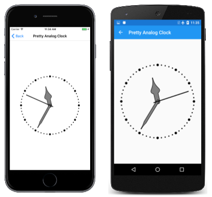 Captura de pantalla triple de la página Reloj analógico bonito