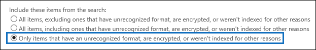 Use la tercera opción de exportación para exportar solo elementos sin indexar.