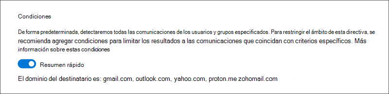 Ejemplo 7 del generador de condición de cumplimiento de comunicaciones.