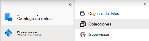 Captura de pantalla del menú mapa de datos con las colecciones seleccionadas.