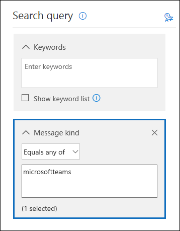 Use la condición de tipo de mensaje con el valor microsoftteams.