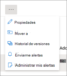 Captura de pantalla de la lista desplegable de menús con la opción Propiedades.