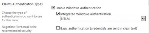 Configuración de tipo de autenticación para una aplicación web.