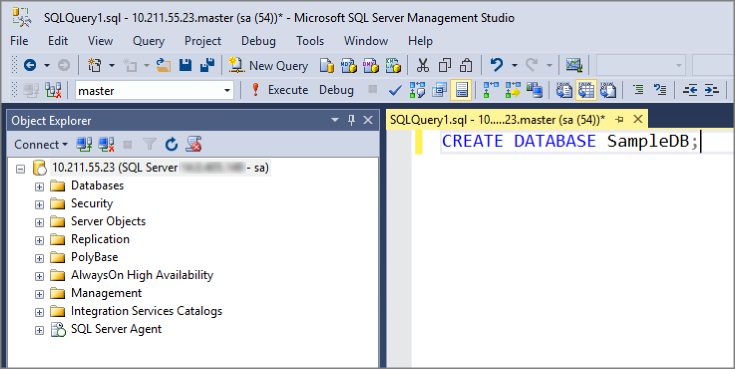 Creación de una base de datos SampleDB