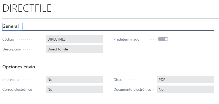 Captura de pantalla de la página Perfiles de envío de documentos