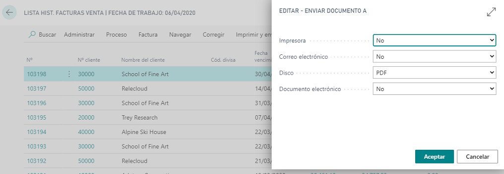 Captura de pantalla de cómo editar la información de Enviar documento a