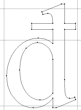 Screenshot showing an outline with control points on the Croatian d.