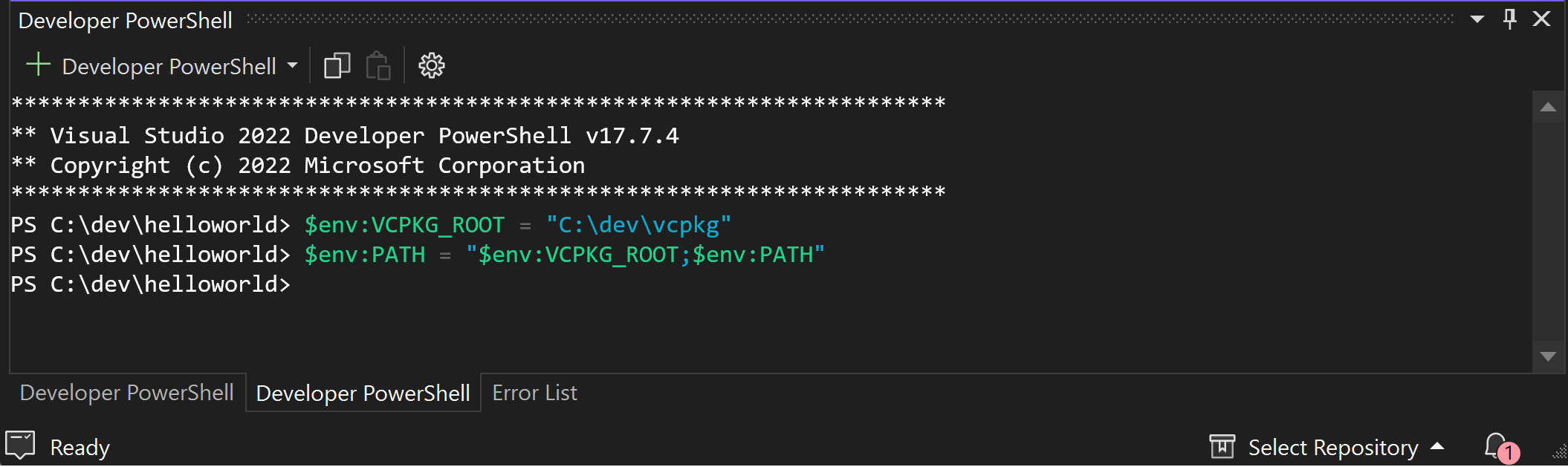 configuración de las variables de entorno