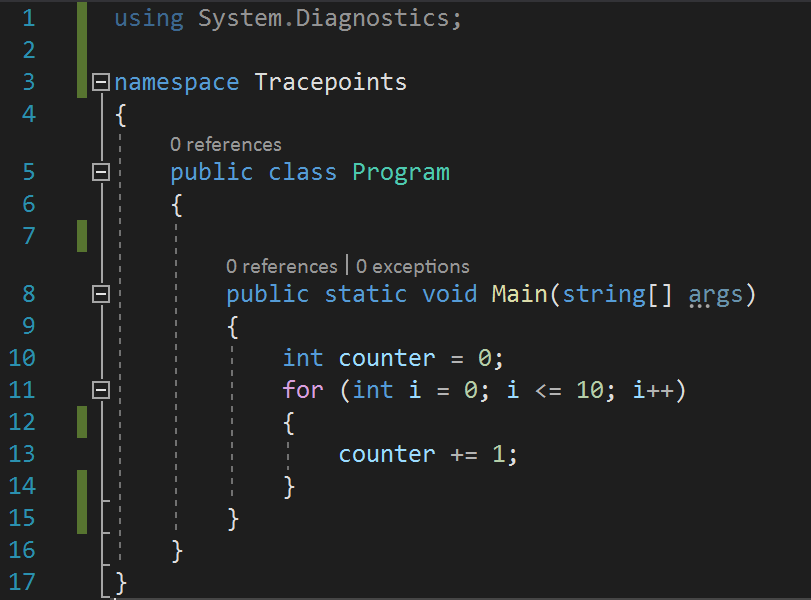 Screenshot of a sample counter program.