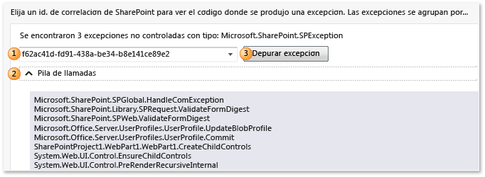 IntelliTrace log - SharePoint unhandled exceptions