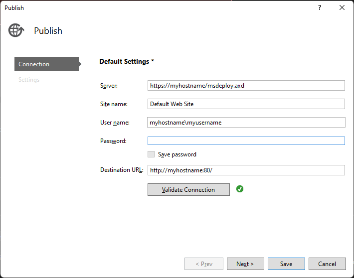 Editar configuración en la herramienta Publicar