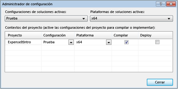 Screenshot of Configuration Manager with Test configuration.