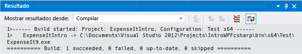 Screenshot of Output Window for C# with no build warnings