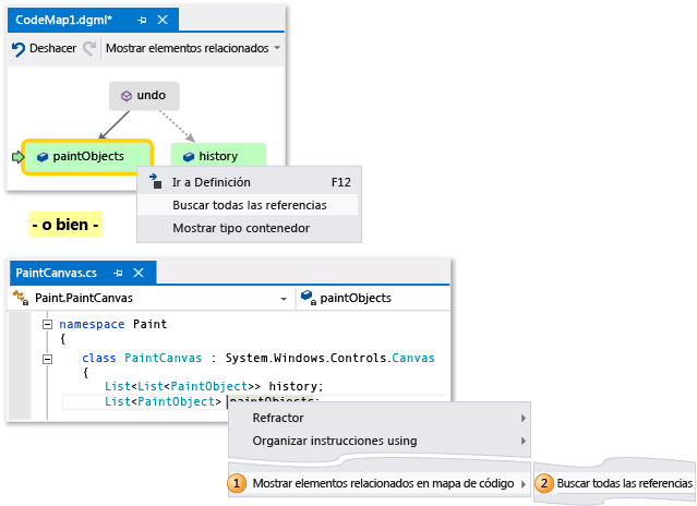 Code map - Find all references