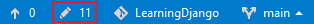 Source control changes button on the Visual Studio status bar.