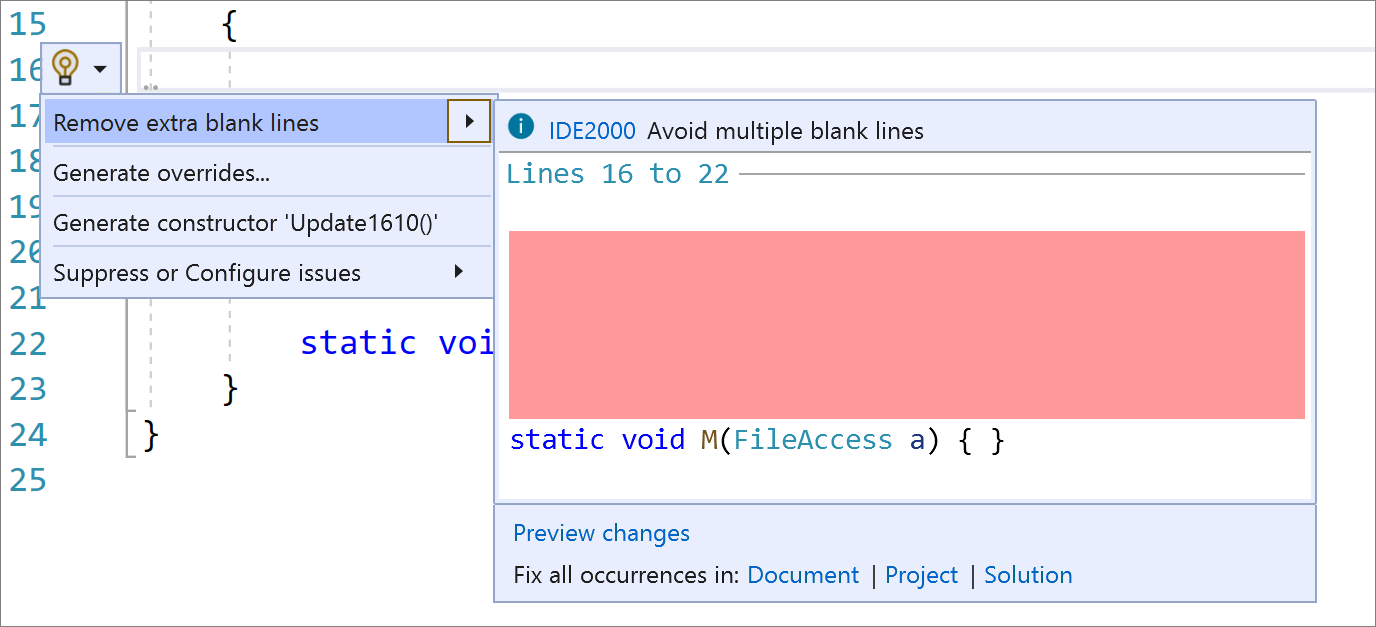 Corrección de código para quitar líneas en blanco adicionales