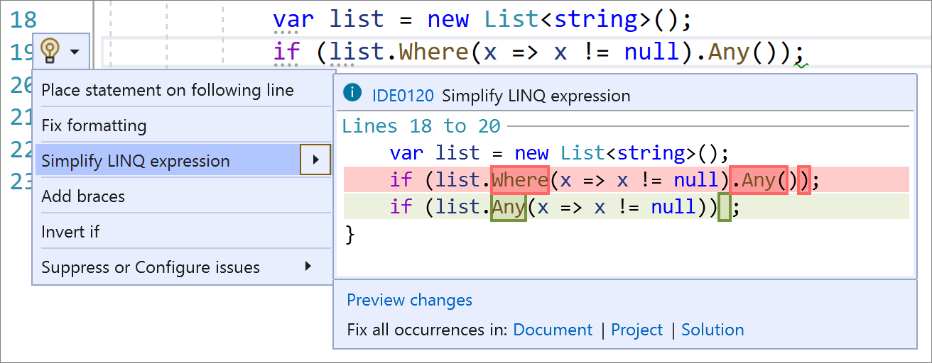 Simplificación de la expresión LINQ