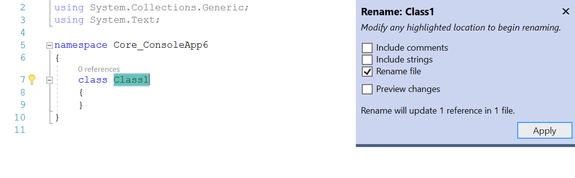 Cambio de nombre del archivo contenedor al cambiar el nombre de una clase